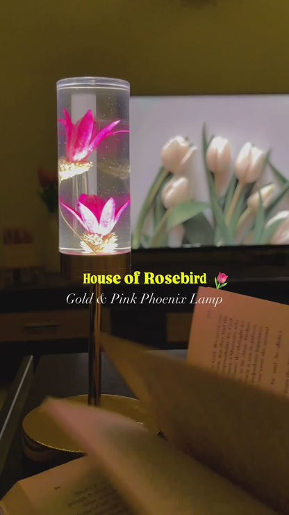Gold And Pink Phoenix Lamp